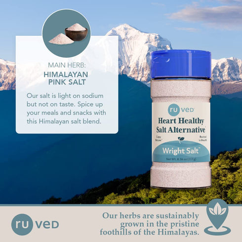ruved Wright Salt, Flavorful Alternative Salt, Healthy Blend with Himalayan Pink Salt, Electrolyte Rich Multimineral Blend, 8.4 Ounces...
