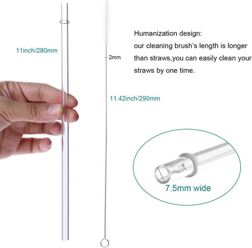 DAKOUFISH 11 Inch Clear Reusable Plastic Replacement Drinking Straws for 24 oz & 16 oz Mason Jar Tumblers,Set of 12 Pcs Straws with Cleaning Brush...
