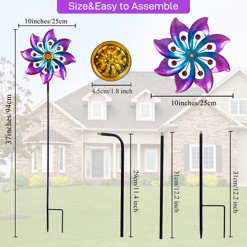VEWOGARDEN Small Wind Spinners for Yard and Garden, Waterproof Metal Pinwheels Wind Spinners Outdoor Decor (Blue and Pink)...