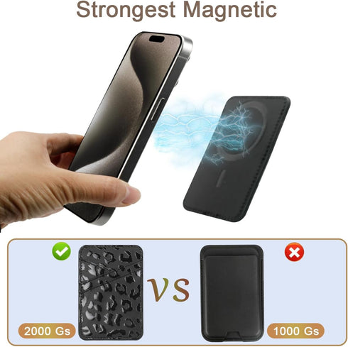 uCOLOR Magnetic Wallet Card Holder-Compatible with MagSafe for iPhone 15/14/13/12 Series, Magnetic Phone Wallet for Back of Phone with 3 Cards Slo...