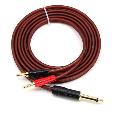 6.35mm TS to Banana Plug Speaker Audio Cable,Gold-plated 1/4 TS Speaker Wire Cord to Dual 4mm Banana Plugs Audio Cable OFC HiFi Speaker Wire for D...