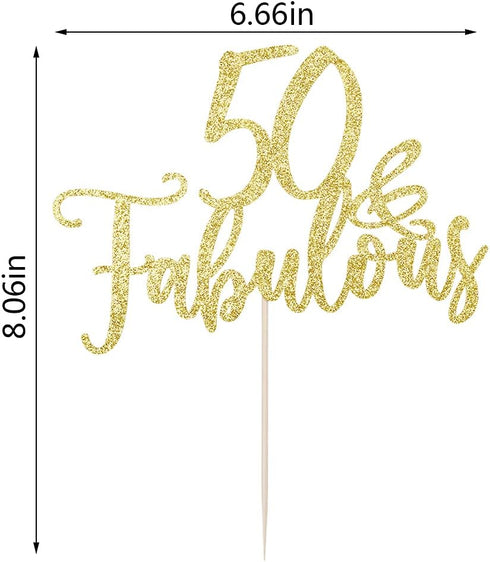 Golden 50 & Fabulous Cake Topper,50 Birthday Cake Topper?50th Birthday Party Decorations....