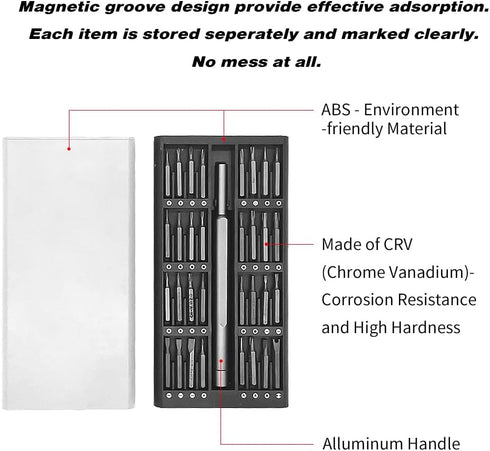 33 in 1 Precision Screwdriver Set, Electronics Precision Repair Tool Kit for Phone Watch Laptop PC Game Console, Multi-Bits Screw Driver Kits, Hom...