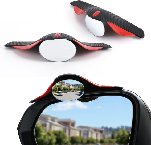 LivTee Blind Spot Mirror with Side Mirror Rain Guard, HD Glass Frameless Convex, Carbon Fiber 2-in-1 Side Mirror Covers Kit with Wide Angle Adjust...