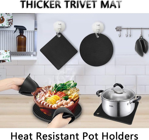 Silicone Trivet Pot Mat, Silicone Pot Holders for Hot Pan and Pot Pads. Heat Resistant Counter Mats for Tables Placemats,Countertops, Spoon Rest a...