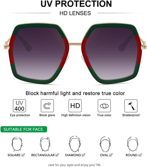 WOWSUN Oversized Big Fashion Sunglasses for Women Irregular Large Shades UV Protection...