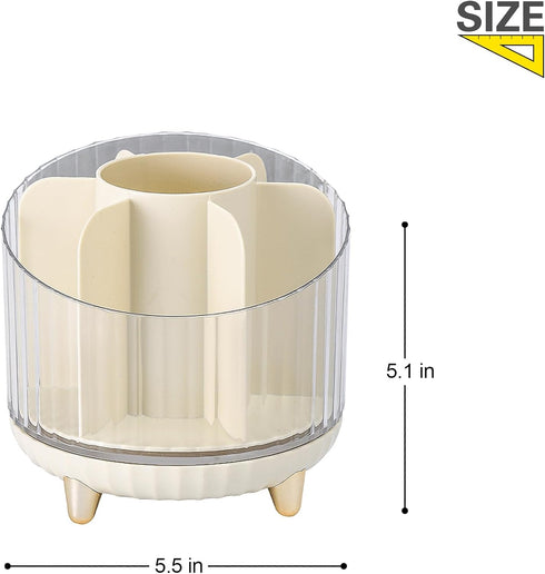 Makeup Brush Holder, 360 Rotating Cosmetics Makeup Brush Organizer with 7 Compartment, Makeup Organizer for Vanity, Home Office Supplies Storage C...