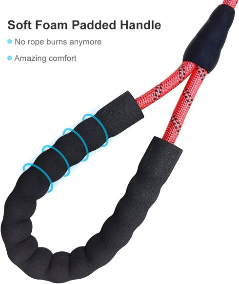 12FT / 20FT Anti-Choke Long Training Lead, 3/8" Thick Slip Lead Rope Leash with Comfortable Handle, Reflective Nylon No Pull Leash for Medium Larg...
