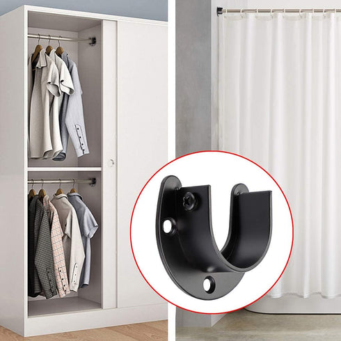 OwnMy 4 Packs Closet Rod End Supports 1-1/2" Diameter, U Shaped Stainless Steel Closet Pole Sockets Flange Rod Holder for Closet Wardrobe Shower C...