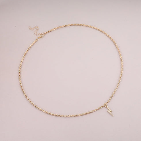 Lightning Bolt Necklace Gold Thunder Pendant Necklace Vintage Lightning Charms Rope Chain Necklace Long Sweater Chain Necklace Jewelry for Women M...