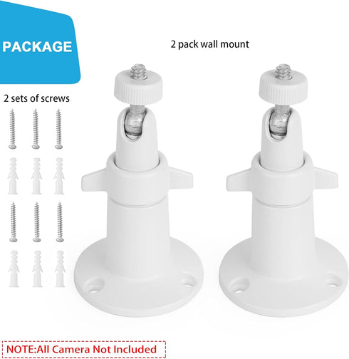 2 Pack Wall Mount Holder Compatible with SimpliSafe Outdoor Security Camera, 360°Rotation Security Bracket with 1/4 Screw Thread , Camera Not Incl...