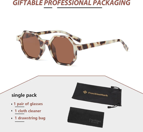 Freckles Mark Retro Hexagon Sunglasses for Men Women Vintage Small Square Glasses...