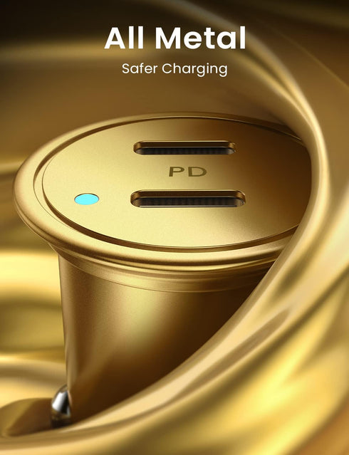 40W Car Charger Mini USB C Car Charger Fast Charging, PD 3.0 Dual Port Cigarette Lighter USB Charger, All Metal Car Charger USB C Compatible with ...