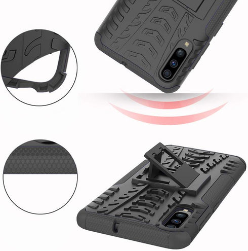 Phone Case for Samsung Galaxy A70 with Tempered Glass Screen Protector Cover and Stand Hard Rugged Hybrid Heavy Duty Protective Cell Accessories G...