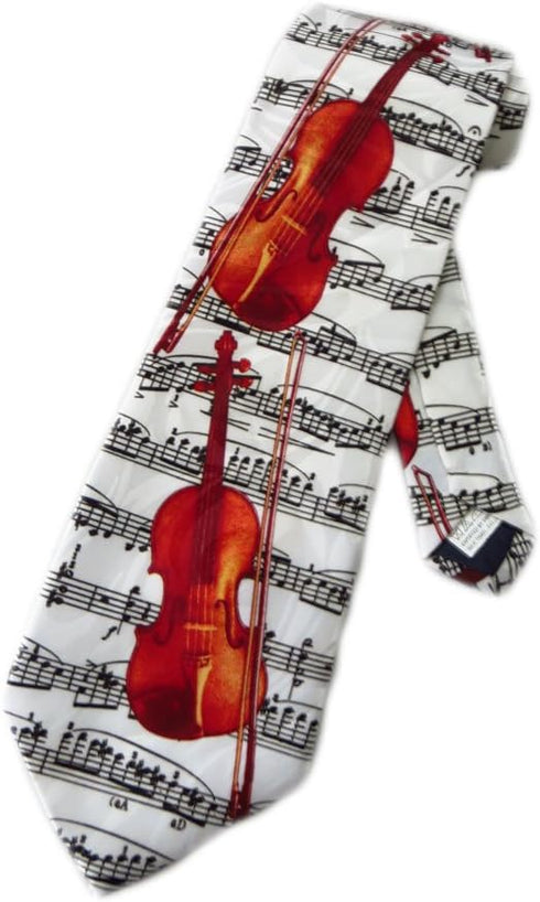 Steven Harris Mens Violin Sheet Music Necktie - White - One Size Neck Tie...