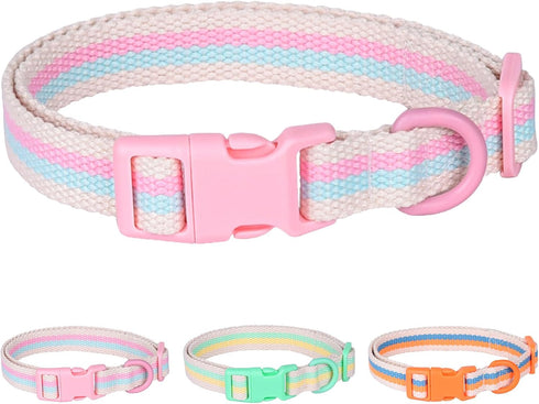 Polyester Dog Collar for Small Medium Large Dogs, Soft Basic Dog Collars Fancy Adjustable Dog Collars with Quick Release Safety Buckle...