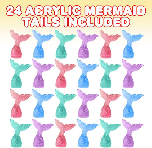 ArtCreativity Acrylic Mermaid Tail Cake & Cupcake Toppers, Set of 24, Mini Mermaid Tail Figurines, Decorations for Sea, Nautical, Mermaid, & Baby ...