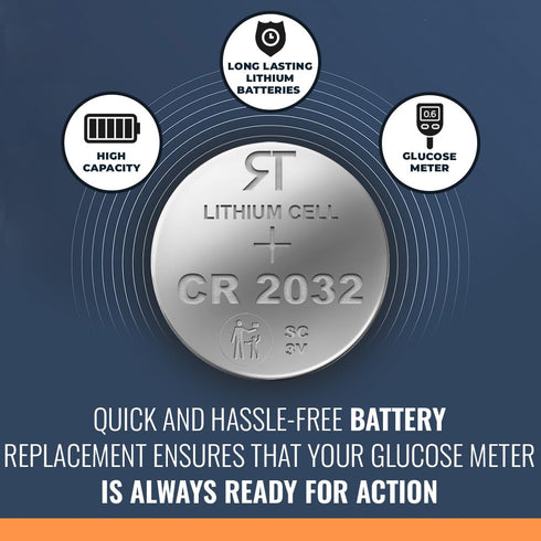 Rome Tech for Blood Glucose Monitor CR2032 Batteries Compatible with Contour Next, Next EZ, Next Gen, Plus ELITE, Plus One- CR 2032 Battery For Gl...