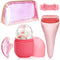 Ice Roller and Ice Mold for Face Massager Tools - 5-Piece Face Roller Skin Care Kit with Ice Face Roller, Face Ice Mold, SPA Headband, Gua Sha Too...