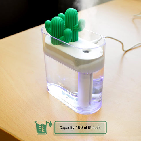 Eutuxia Mini Portable Cactus Bottle Caps Humidifier with USB Cable, Perfect for Home Office Car Airplane Bedroom Etc, Cool Soothing Mist & LED Moo...