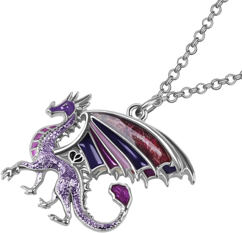 BONSNY Enamel Fantasy Dragon Dinosaur Necklaces Pendant for Women Jewelry Lucky Symbol...