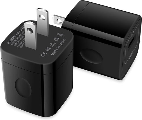 USB Charger Block,2-Pack Wall Charger (5V,1A) USB Plug Charger Brick Power Adapter Charing Cube Box for iPhone 15/14 /13/12/11/SE/XR,Samsung Galax...