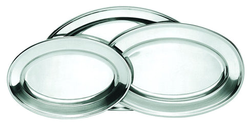 Oval Material Stainless Steel Platters - 11-3/4" x 8-1/2...