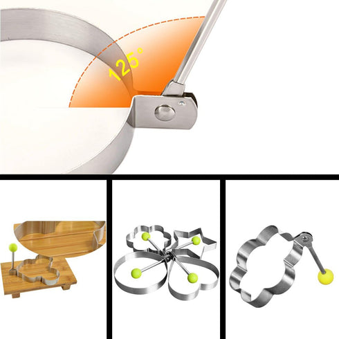 8pcs Set Fried Egg Rings Molds Non Stick for Griddle Pan, Egg Shaper Pancake Maker with Handle, Stainless Steel Egg Form for Frying Cooking...