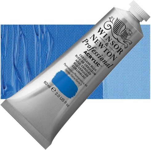 Winsor & Newton Professional Acrylic Paint, 60ml (2-oz) Tube, Cerulean Blue...