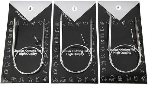 Circular Knitting Needle, 11pcs 43/65/80cm Stainless Steel Multi-size Circular Knitting Needle Weave Kit Handcraft Sweater Weave Needle Crochet Ho...