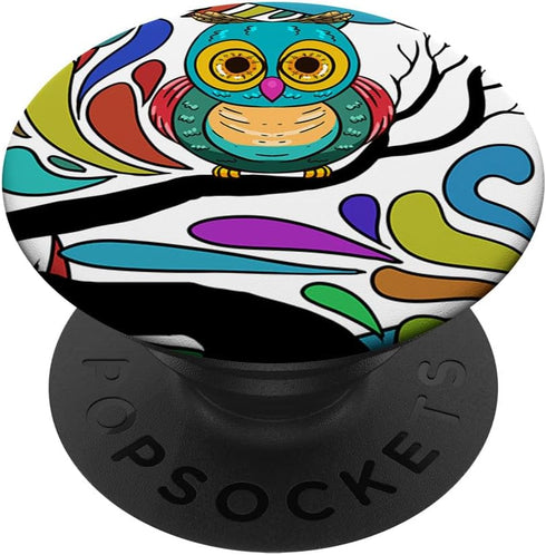 Colorful Owl Animal Nocturnal Ornithology Bird Lover Gift PopSockets Swappable PopGrip...