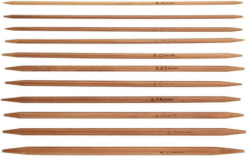 55pcs/Set Knitting Needles Kit Carbonized Bamboo Double Pointed Needles Set in 11 Sizes 13cm/5.1in (2.0mm-5.0mm)...