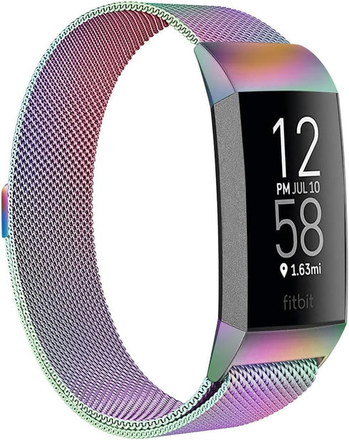 ZWGKKYGYH Compatible with Fitbit Charge 3 and Fitbit Charge 4 Bands for Women Men, Stainless Steel Mesh Metal Band Magnetic Replacement Accessorie...