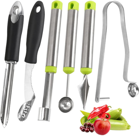 Openfly Vegetable Corer Tool, 6 Pcs Stainless Steel Fruit and Vegetable Corer Tools for Home Kitchen Cherry Pear Jujube Zucchini Chili...