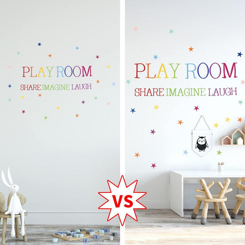 Playroom Wall Decor Kids Playroom Wall Decals Share Imagine Laugh DIY Wall Stickers for Nursery Playroom Decoration (Crazy Orange)...