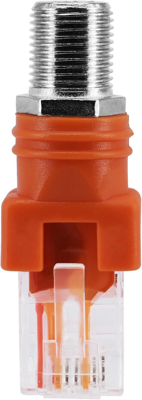 RF to RJ45 Converter Adapter, 2 Pack F Female to RJ45 Male Ethernet Adapter Coaxial Coupler Coax Straight Connector - Orange...