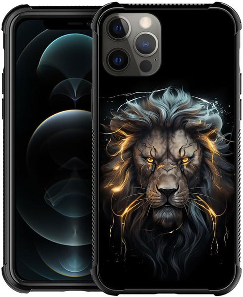 DJSOK Case Compatible with iPhone 11 Case, Black and Gold Lion Case for iPhone 11 Cases for Man Boys Girls Shockproof Rugged Cover Case for iPhone...