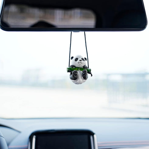Cute Swinging Panda Car Mirror Hanging Accessories Fun Interior Rearview Mirrors Car Decorations (Panda)...
