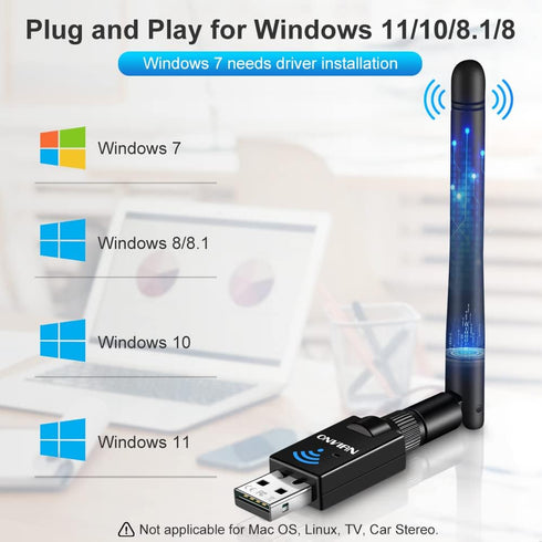 ONVIAN Bluetooth 5.0 Adapter for PC, 100M/328FT Long Range USB Bluetooth Dongle for PC Windows11/10/8/8.1/7, Wireless Bluetooth Transmitter Receiv...