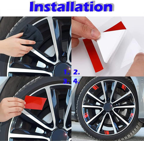 12 Pack Wheel Rim Decal Stripes Car Decals Reflective Car Stickers Automotive Decals Waterproof Hub Stripe Stickers for 18-21 Inch Wheels Tire Rim...