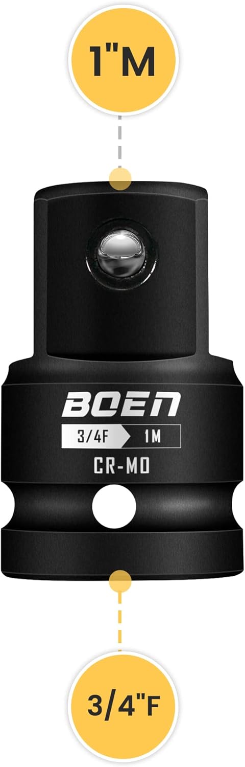 BOEN 3/4"F to 1"M Impact Socket Adapter, Cr-Mo Steel,Socket Adapter Set for Impact Driver Conversions...