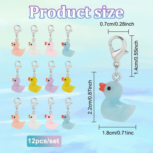 PLIGREAT 12 Pcs Colorful Duck Stitch Markers Cute 3D Swimming Duck Crochet Stitch Marker Charms with Removable Lobster Clasp Locking Knitting Mark...