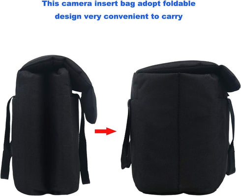 BOMKEE Camera Inserts Lens Padded Insert Liner DSLR SLR Protective Bag Camera Cube Roomy Case Waterproof Foldable pouch for Camera Lens Accessorie...