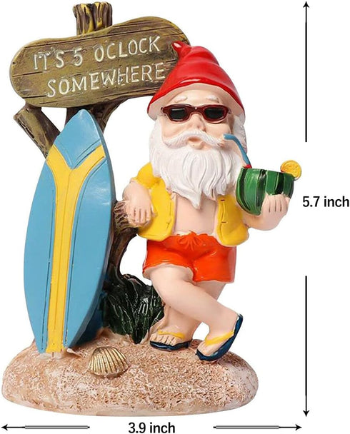 Garden Gnomes Outdoor Funny-It is 5 O'clock Somewhere Gnome Ourdoor Statue for Indoor Outdoor Garden Gnome Sculpture Patio Yard Lawn Dwarf Decorat...