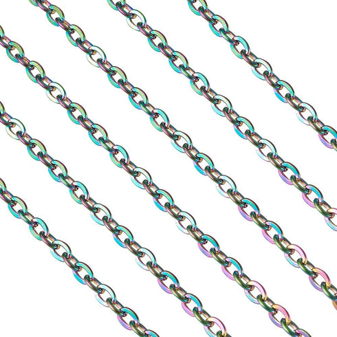 16.4 Feets 304 Stainless Steel Cable Chains Colorful Unwelded Twisted Cable Necklace Chain Link with Spool 4x3x0.7mm for DIY Bracelet Necklace Jew...