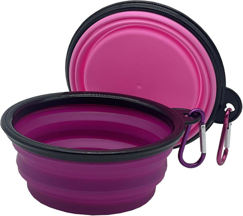 Small Collapsible Dog Bowl 12oz,2 Pack Portable and Foldable Pet Travel Bowls Collapsable Dog Water Feeding Bowls Dish with 2 Carabiners & Lids fo...