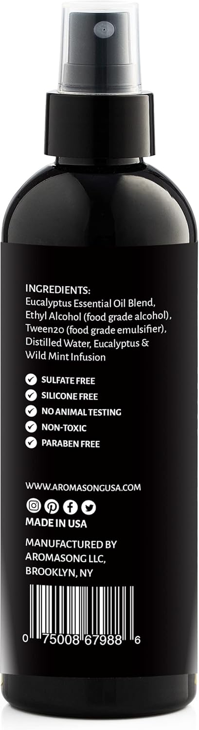 Aromasong Eucalyptus & Wild Mint Linen and Room Spray, Natural Aromatic Mist, Relax Your Body & Mind, Perfect as a Bathroom Spray Air Freshener Pi...