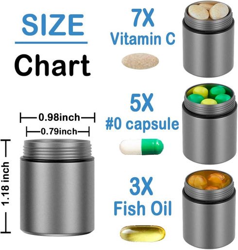 Large Keychain Pill Holder, EFFIET 3 Compartments Metal Pill Fob Case, Travel Medicine Container for Emergency Pills/Vitamin/Fish Oils/Capsule, Wa...