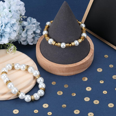 SUNNYCLUE 1 Box 400Pcs Real 18K Gold Plated Brass Beads Bulk 6mm 8mm Flat Round Disc Heishi Bead Long-Lasting Golden Loose Spacer Metal Beads for ...