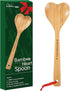 Bamboo Heart Shaped Spoon for Cooking - Wooden Cook with Love Spoon Kitchen Utensils, Valentines Mother's Day Gifts for Grandma Mom Couple Wife Ho...